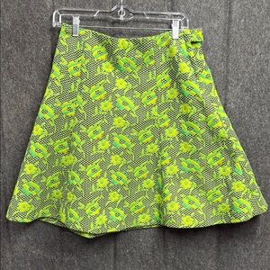 Vintage Floral Green A-Line Skirt